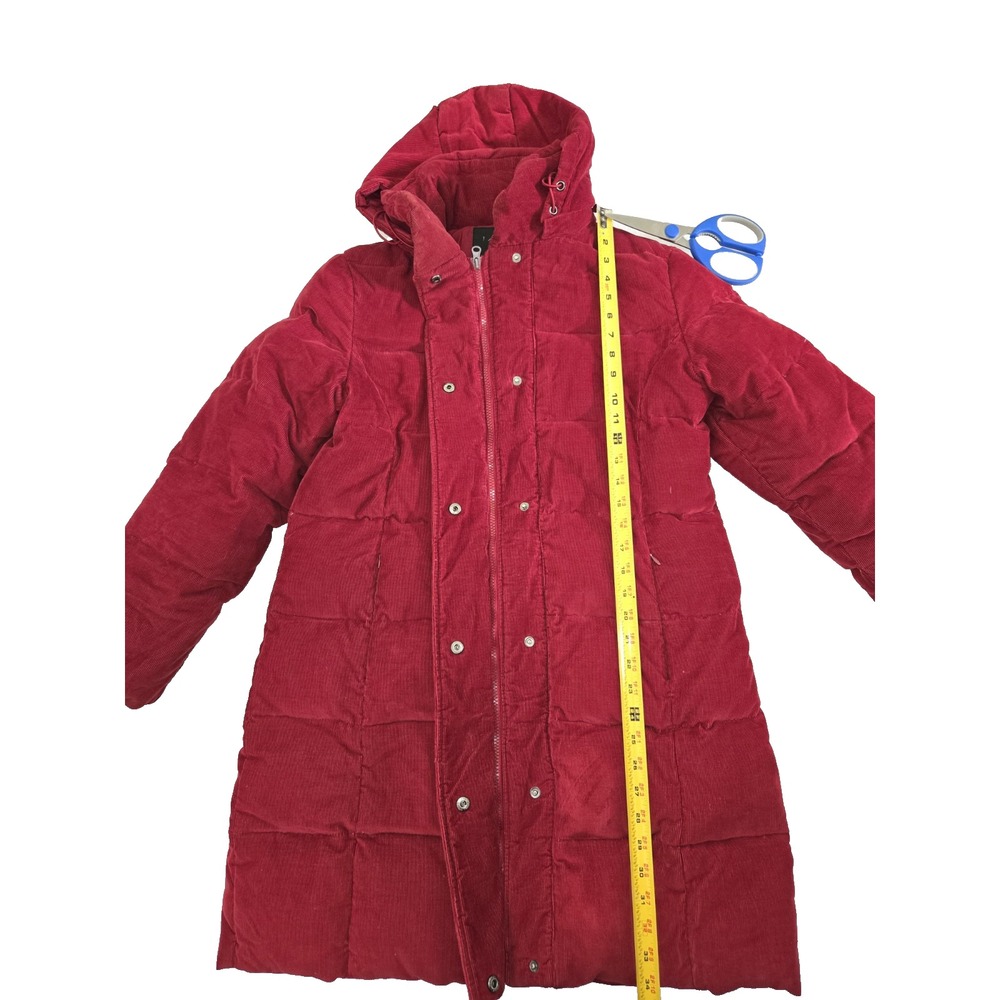 1 Madison Vintage Red Corduroy Puffer Jacket With Hood Small Feather Lite Down - Picture 7 of 11